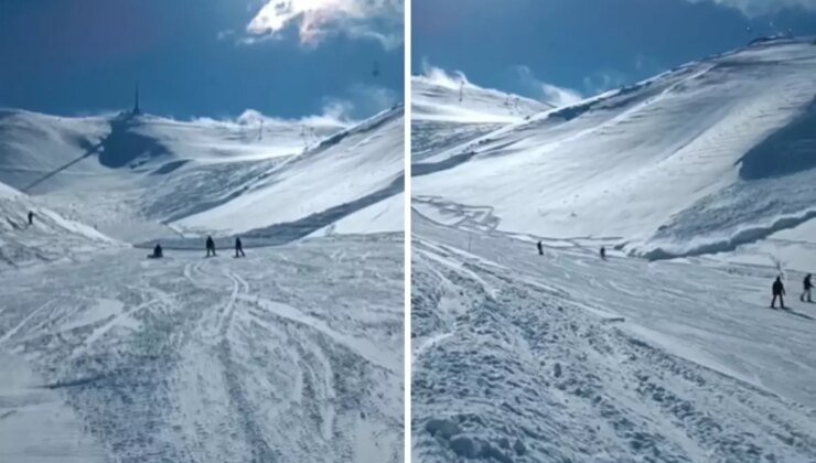 Palandöken’de korku dolu anlar! Kayak merkezine çığ düştü