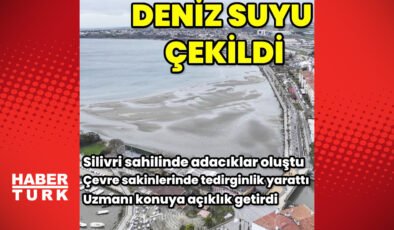 Silivri’de deniz suyunun çekilmesiyle sahilde adacıklar oluştu