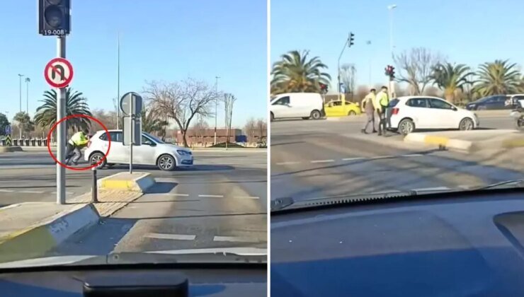 Bozulan aracı iten kişiyi görenler cep telefonlarına sarıldı