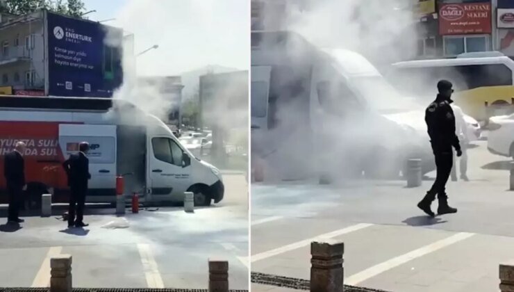 CHP seçim aracı kent merkezinde alevlere teslim oldu