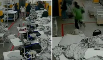 Depreme atölyelerinde yakalanan tekstil işçilerinin yaşadığı panik kameralarda