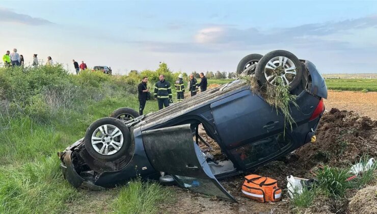 Edirne’de Ters Dönen Otomobilin Sürücüsü Ağır Yaralandı