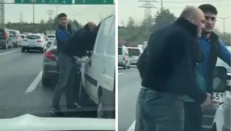 İstanbul yol ortasında kavga! O anlar kameralarda