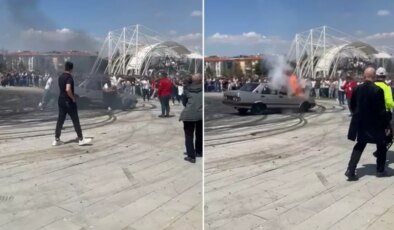 Modifiye festivalinde drift atan Tofaş alev aldı