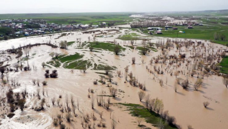 Murat Nehri sağanak ile taştı! Tarım arazileri su altında!