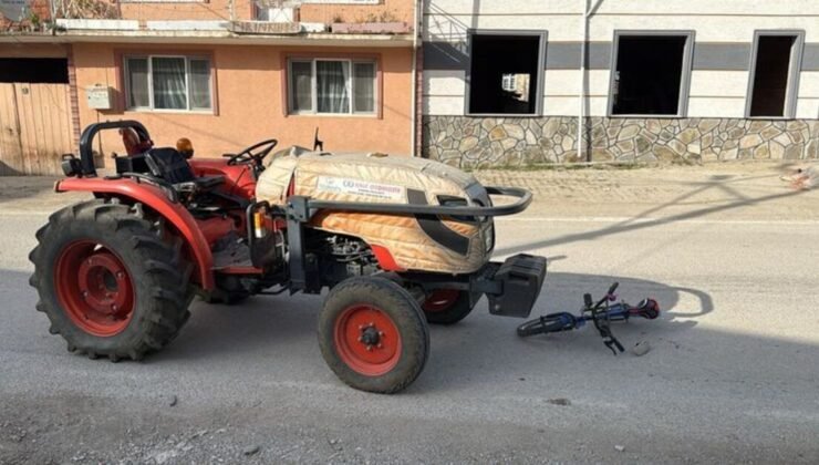 Traktör bisikletli çocuğa çarptı