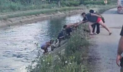 Araçla sulama kanalına uçtu, yardımları reddetti