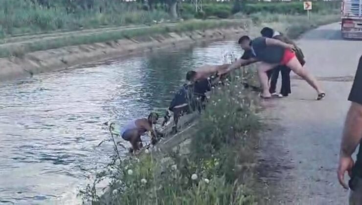 Araçla sulama kanalına uçtu, yardımları reddetti