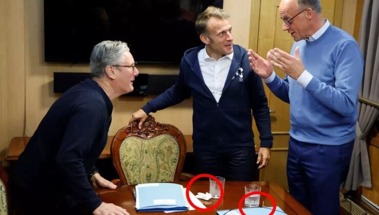 Avrupa bu görüntüyle sarsıldı! Macron, Starmer ve Merz trende kokain mi kullandı?