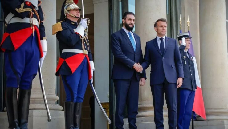 İlk kez Avrupa’da! Suriye lideri Şara, Fransa Cumhurbaşkanı Macron bir araya geldi