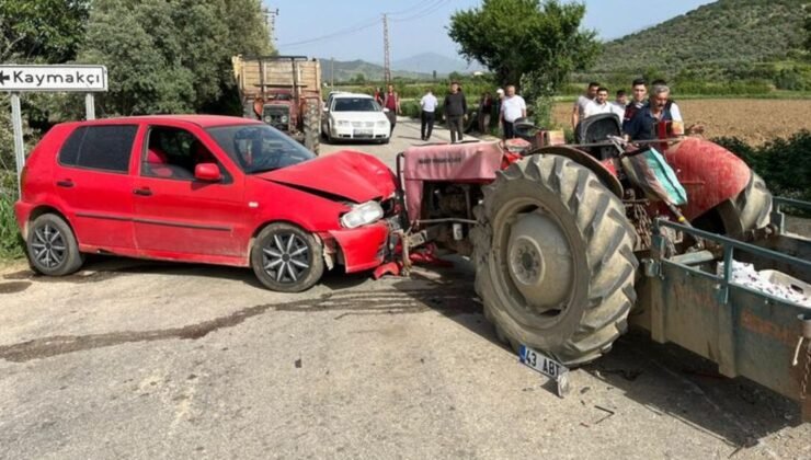 İzmir’de otomobille traktör çarpıştı: 4 yaralı