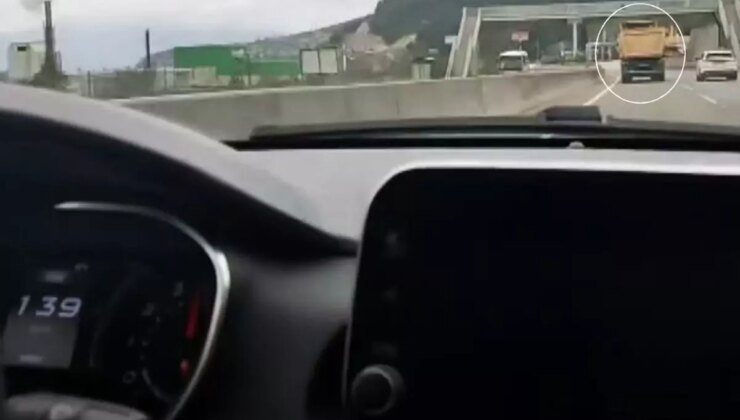 Kamyon limit tanımadı! 139’la giden otomobil bile yetişemedi