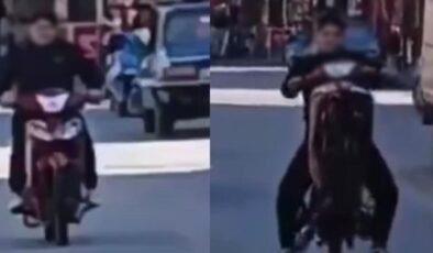 Mersin’de motosikletin önünü kaldıran sürücüye 41 bin lira ceza