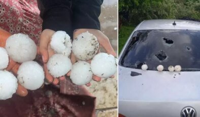 Şanlıurfa’da kar topu büyüklüğünde dolu yağdı