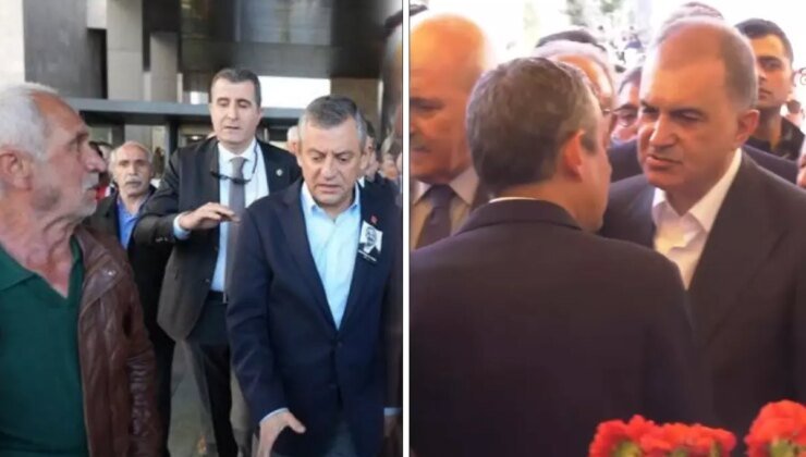 Yumruklu saldırı sonrası AK Parti Sözcüsü Ömer Çelik cenaze töreninde Özgür Özel ile görüştü