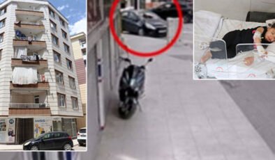 1.5 yaşındaki çocuk 5. kattan otomobilin üzerine düştü! Mucize kamerada!