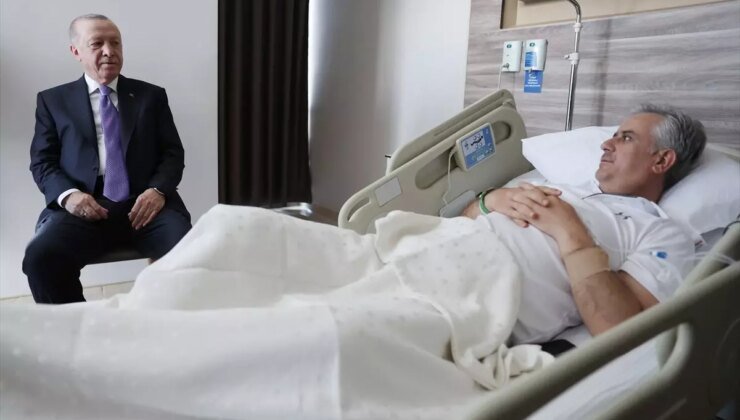 Cumhurbaşkanı Erdoğan’dan kaza geçiren Hasan Basri Yalçın’a hastanede ziyaret
