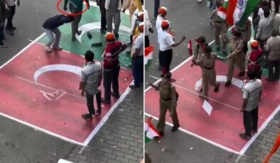 Hindistan’da skandal görüntü! Türk ve Pakistan bayraklarını çiğnediler