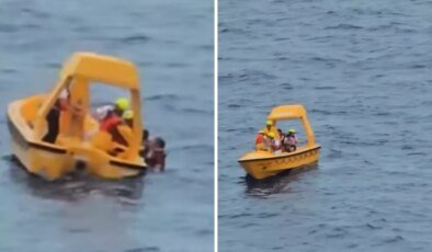 Kahraman baba, gemiden denize düşen kızını dakikalar süren mücadele sonrası kurtardı