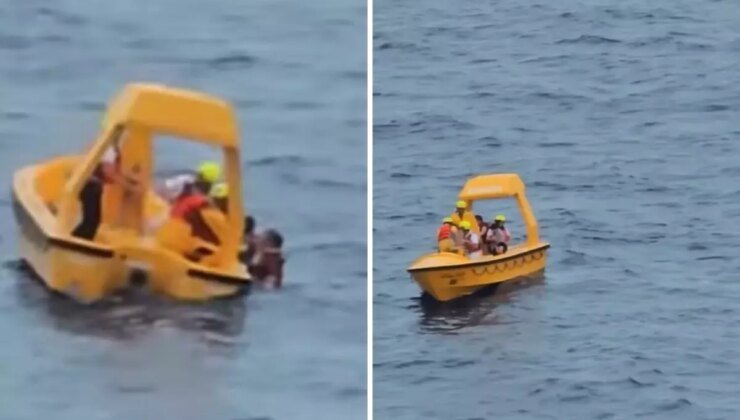 Kahraman baba, gemiden denize düşen kızını dakikalar süren mücadele sonrası kurtardı