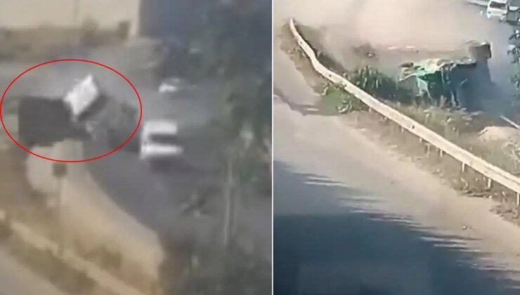 5 kişinin öldüğü feci kaza kamerada! Yolda giden otomobilin üstüne dorse düştü