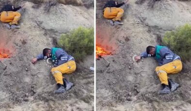 Alevlerin arasında bir nefes: Yorgunluktan bitap düşen itfaiyeciler böyle dinlendi