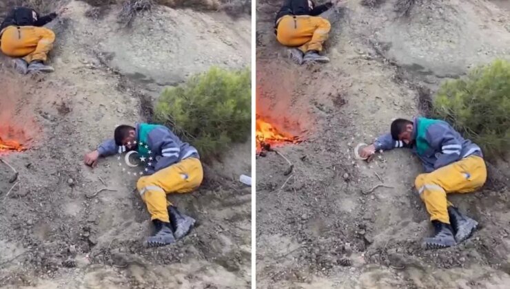 Alevlerin arasında bir nefes: Yorgunluktan bitap düşen itfaiyeciler böyle dinlendi