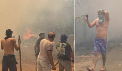 Antalya yine alevlere teslim! Turistler yangına müdahale ediyor