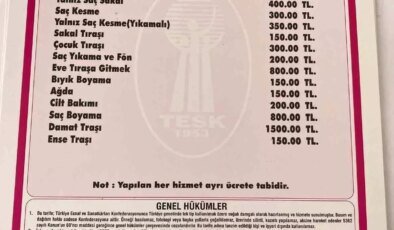 Bafra’da Kuaför ve Berber Tarifeleri Güncellendi