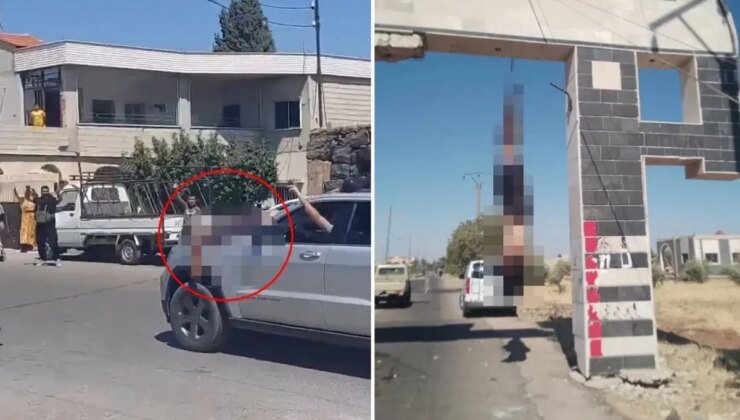 Bölgeden gelen görüntüler korkunç! Dürziler, öldürdükleri Arapları araba önünde gezdiriyor