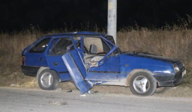 Direğe çarpan otomobildeki 4 kişi yaralandı
