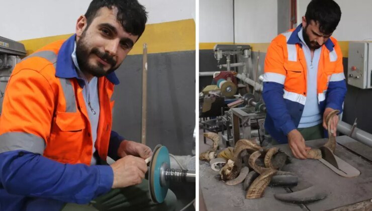 Dizilerden etkilendi,10 bin boynuz arasından seçip eşsiz renklerde bıçaklar üretti