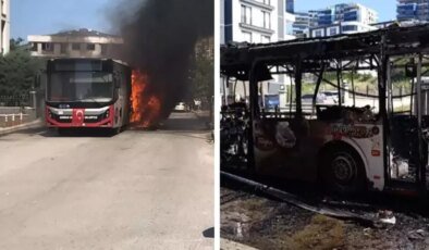 Facianın eşiğinden dönüldü! Halk otobüsü alev alev yandı