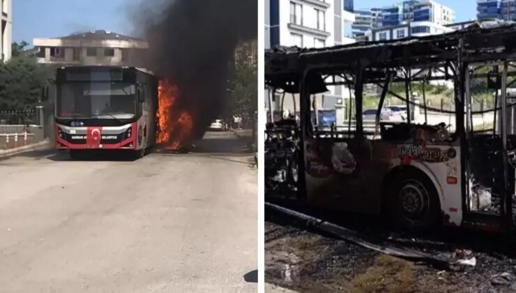 Facianın eşiğinden dönüldü! Halk otobüsü alev alev yandı