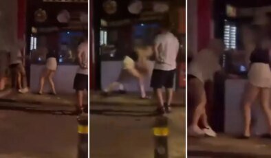 Görüntü Türkiye’den! İki kadın sokak ortasında erkek kavgasına tutuştu