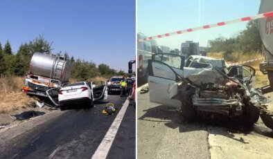 Kamyonla çarpışan otomobil kağıt gibi ezildi: 4 kişi hayatını kaybetti