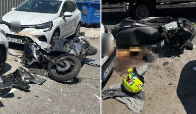 Kan donduran kaza! Motosikletlinin ayağı koptu