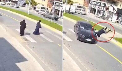 Karşıdan karşıya geçmeye çalışan kadın, hayatını şokunu yaşadı