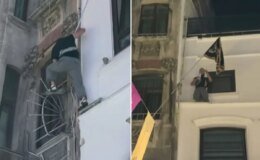 Leman protestoları sırasında binaya tırmanıp Tevhit bayrağı astı