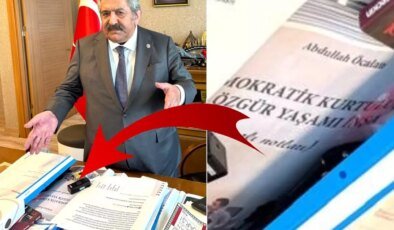 MHP’li Feti Yıldız’ın odasında dikkat çeken detay! Öcalan’ın kitabı masasında