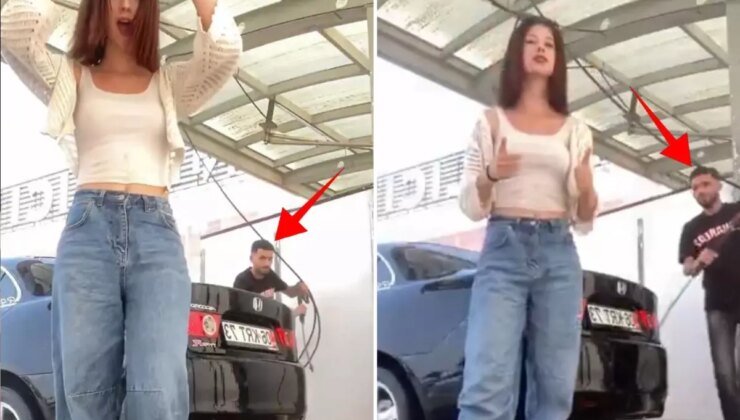 O mesafeden tazyikli su sıkılır mı? Genç kız hayatının şokunu yaşadı