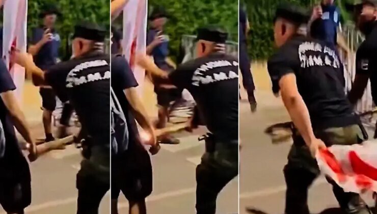 Rum Kesimi’nde çirkin provokasyon! KKTC bayrağını yakma girişimini Rum polisi engelledi
