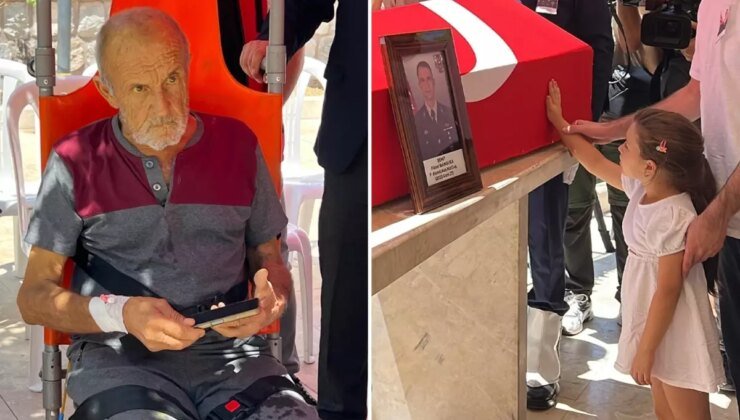 Şehit cenazesinde yürek burkan anlar! Biri babasına biri evladına veda etti
