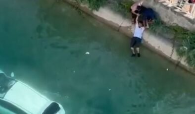 Sulama kanalında can pazarı kamerada