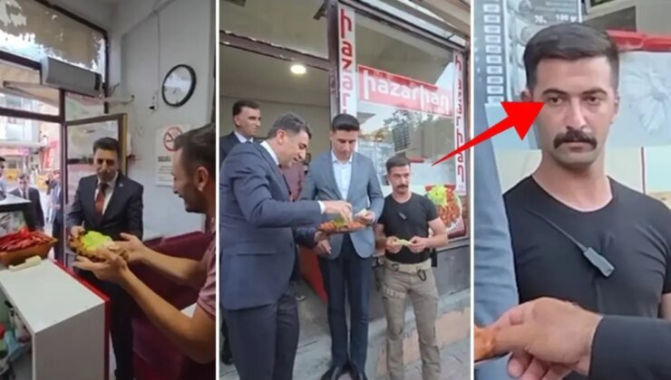 Tunceli Valisi Aygöl’ün esnaf ziyaretine damga vuran an! Korumanın bakışlara dikkat