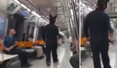 Üstünde tavşan kostümü, elinde oyuncak tüfekle metroya binen şahıs gözaltına alındı
