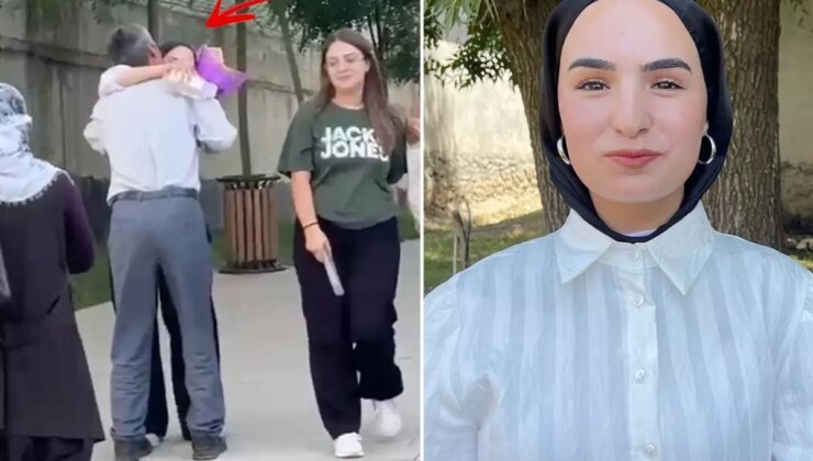 YKS çıkışında babası tarafından çiçekle karşılanan Çimen’den başarılı sonuç