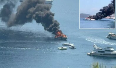 Bodrum’da tekne yangını! Alevlerin arasından son anda kurtarıldı