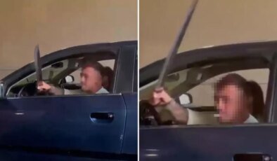 Camdan kılıç savurup trafikte terör estirdi