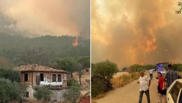 Denizli’de başlayıp Aydın’a sıçrayan yangın yeniden büyüdü! Evler yanmaya başladı